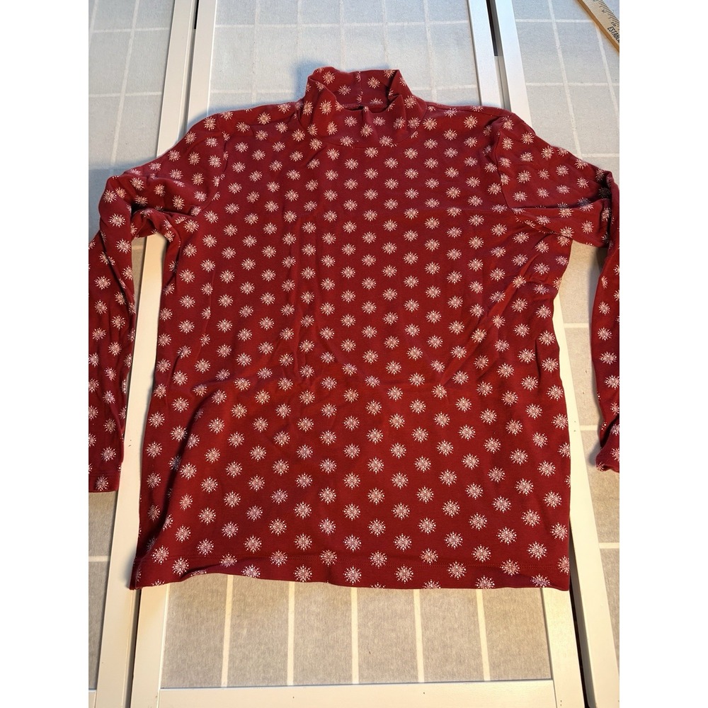 Croft & Barrow Mens XL Red Snowflake Turtleneck Long Sleeve Christmas Holiday